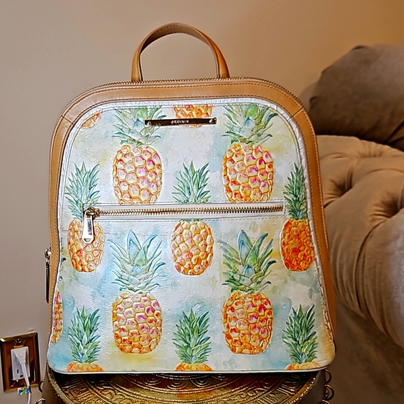 BRAHMIN Pompano Collection Iridescent Pineapple Felicity Backpack 🍍 - Picture 4 of 14